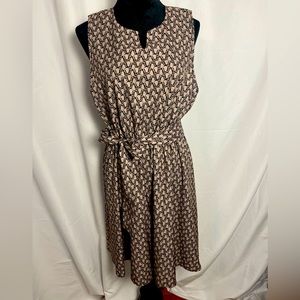 BOGO🔥SHEIN Emery Rose label, dress (XL) taupe/navy ,slip on; breezy, v neck